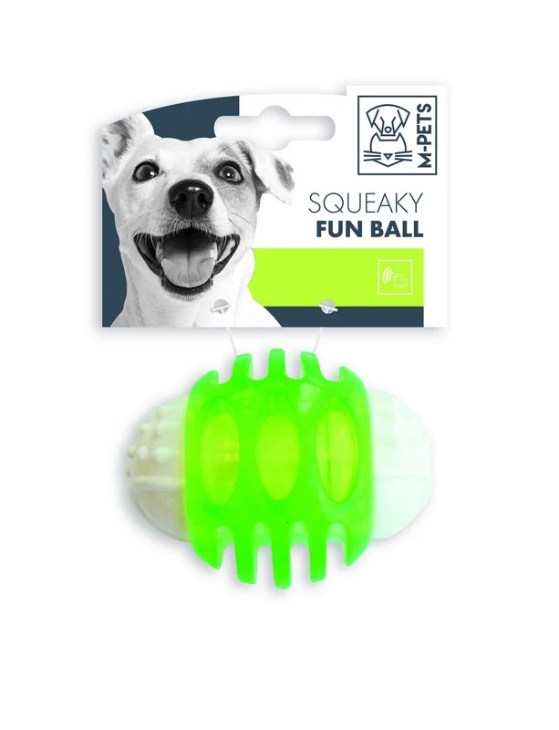 M-Pets Squeaky Fun Ball — Pelota TPR Dental con Chirriador para Perros