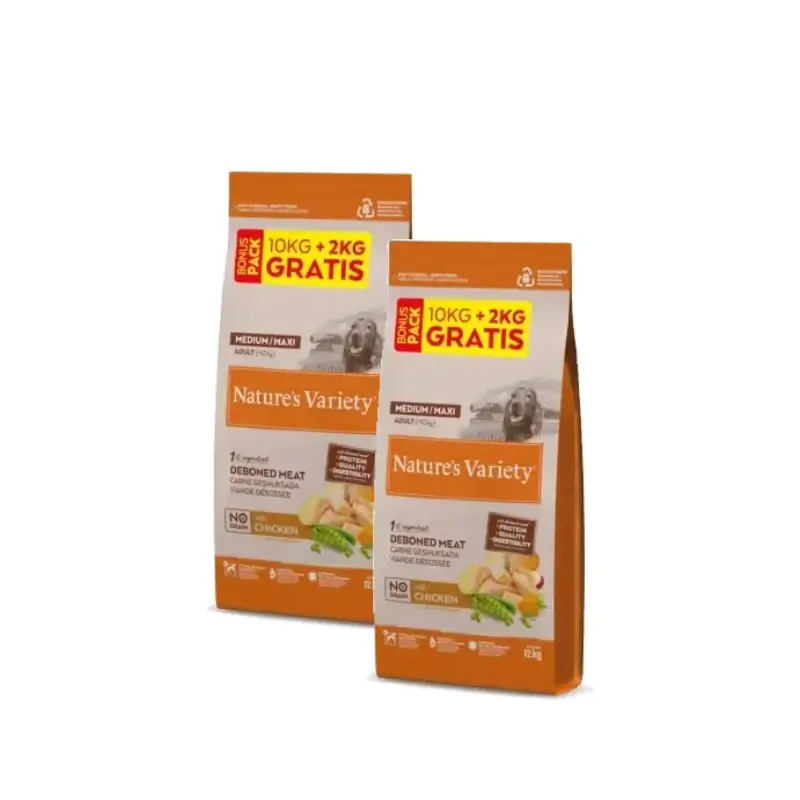 Nature's Variety Perros Medium Chicken Sin Cereales Pack 2 x 12 kg