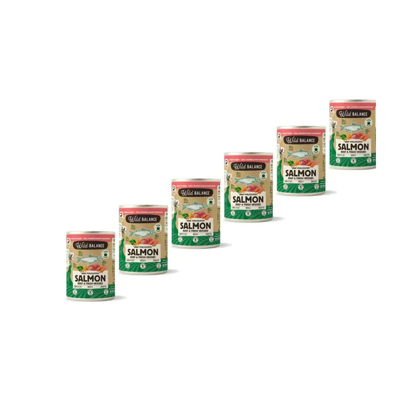 Wild Balance Lata Salmón Y Ternera Con Verduras Para Perros, 400 gr, Pack de 6
