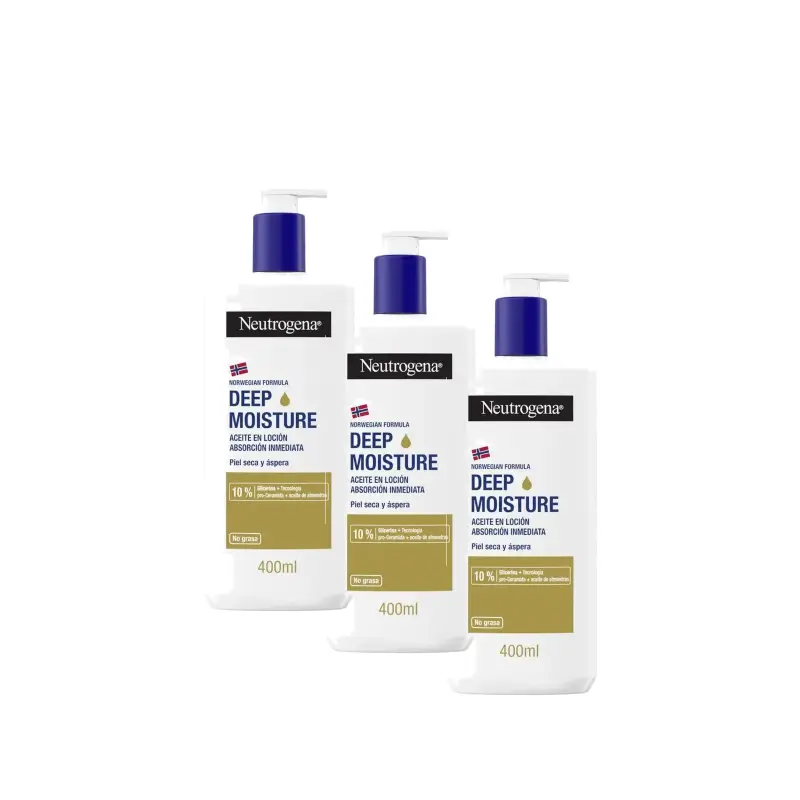 Neutrogena Crema Hidratante Corporal con Aceite de Almendras, Pack 3 x 400 ml