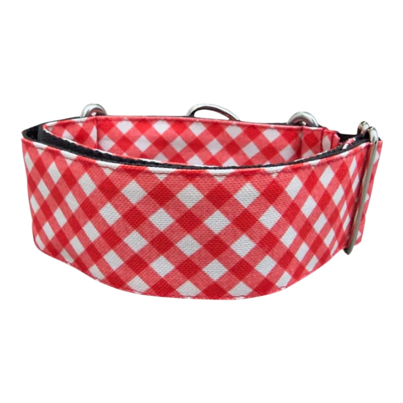 Gosk Collar Martingale Vichy Rojo — Collar Antiescape para Perros