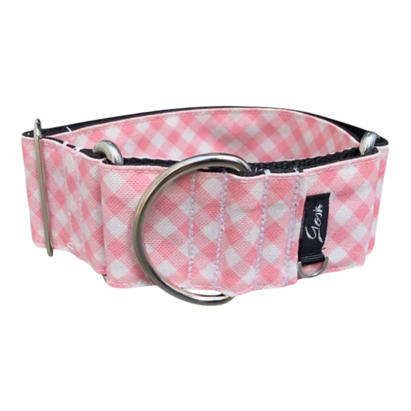 Gosk Collar Martingale Vichy Rosa — Collar Antiescape para Perros