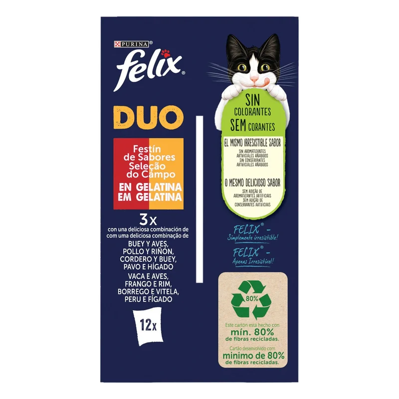 Felix Duo Carnes En Gelatina Pack 12X85 g
