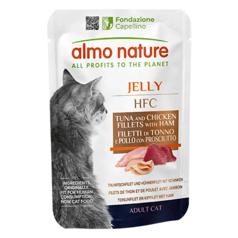 Almo Nature Cat Hfc Pouche Jelly 55 g Atún, Pollo y Jamón