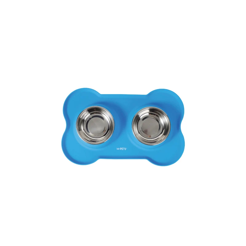 DUET Stainless Steel Bowls With Silicone Mat - Blue