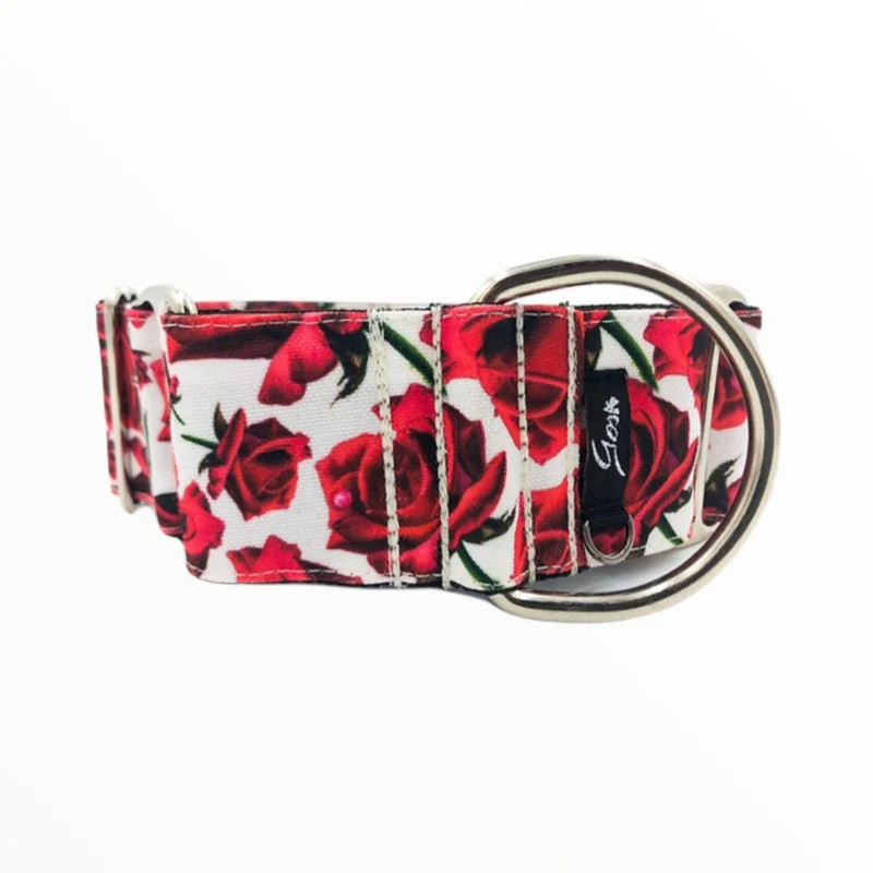 Gosk Collar Martingale White Roses — Collar Antiescape para Perros