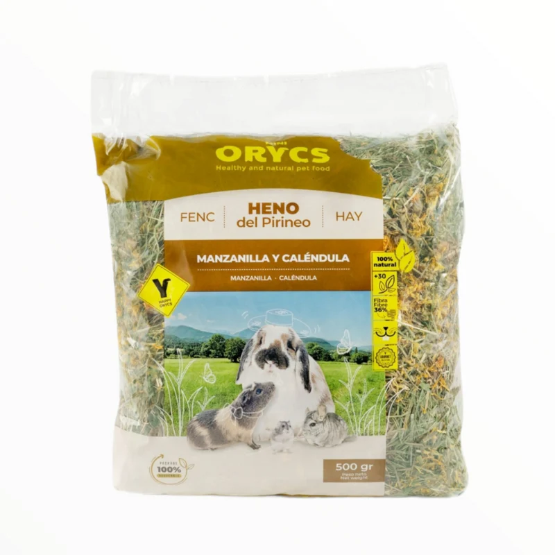 Miniorycs Heno del Pirineo con Manzanilla y Caléndula 500g