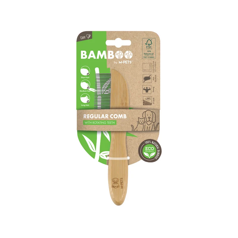 BAMBOO Regular Comb with Rotating Teeth - 31 teeth