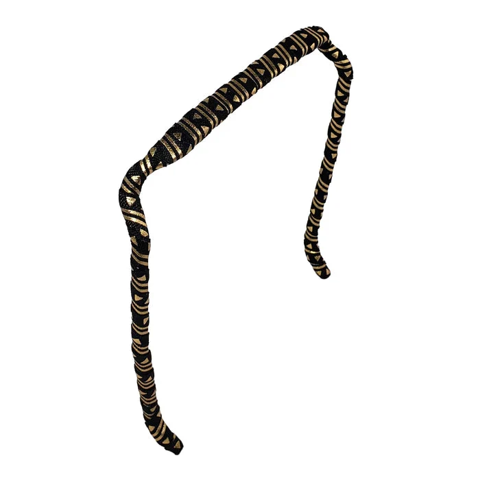 Zazzy Bandz Black and Gold Aztec Headband