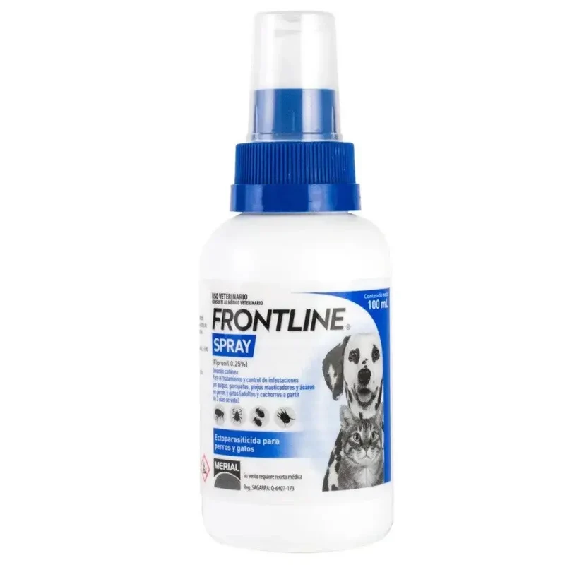 Frontline Spray Antiparasitario para Perros y Gatos | Elimina Pulgas, Garrapatas y Piojos