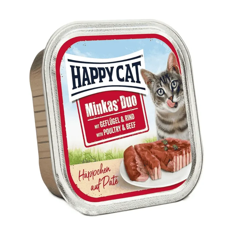 Happy Cat Minkas Dúo Menú 100 g Tarrina Paté Húmedo para Gatos