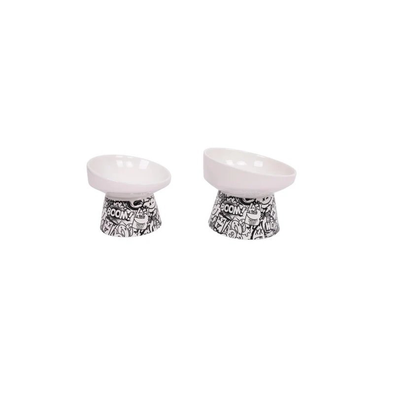 URBANSTYLE TILT'D Raised Ceramic Bowl White & Black