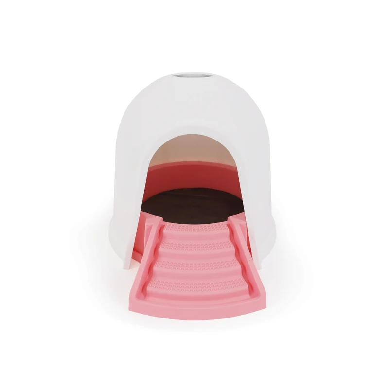 IGLOO Cat Litter Box & Cat house- 2 in 1 - White & Pink
