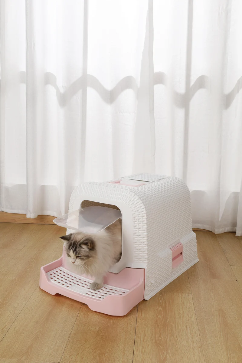 ECO Rattan Cat Toilet Pink