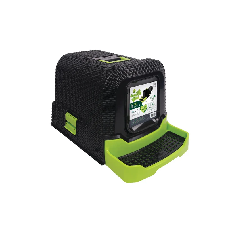 ECO RATTAN Cat Litter Box Black & Green