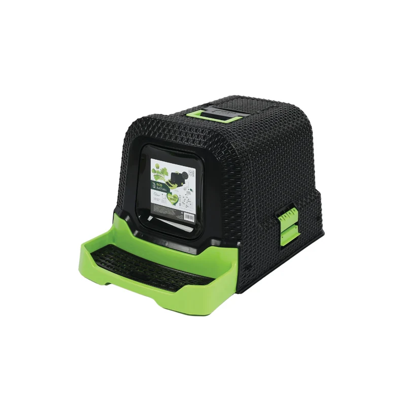 ECO RATTAN Cat Litter Box Black & Green