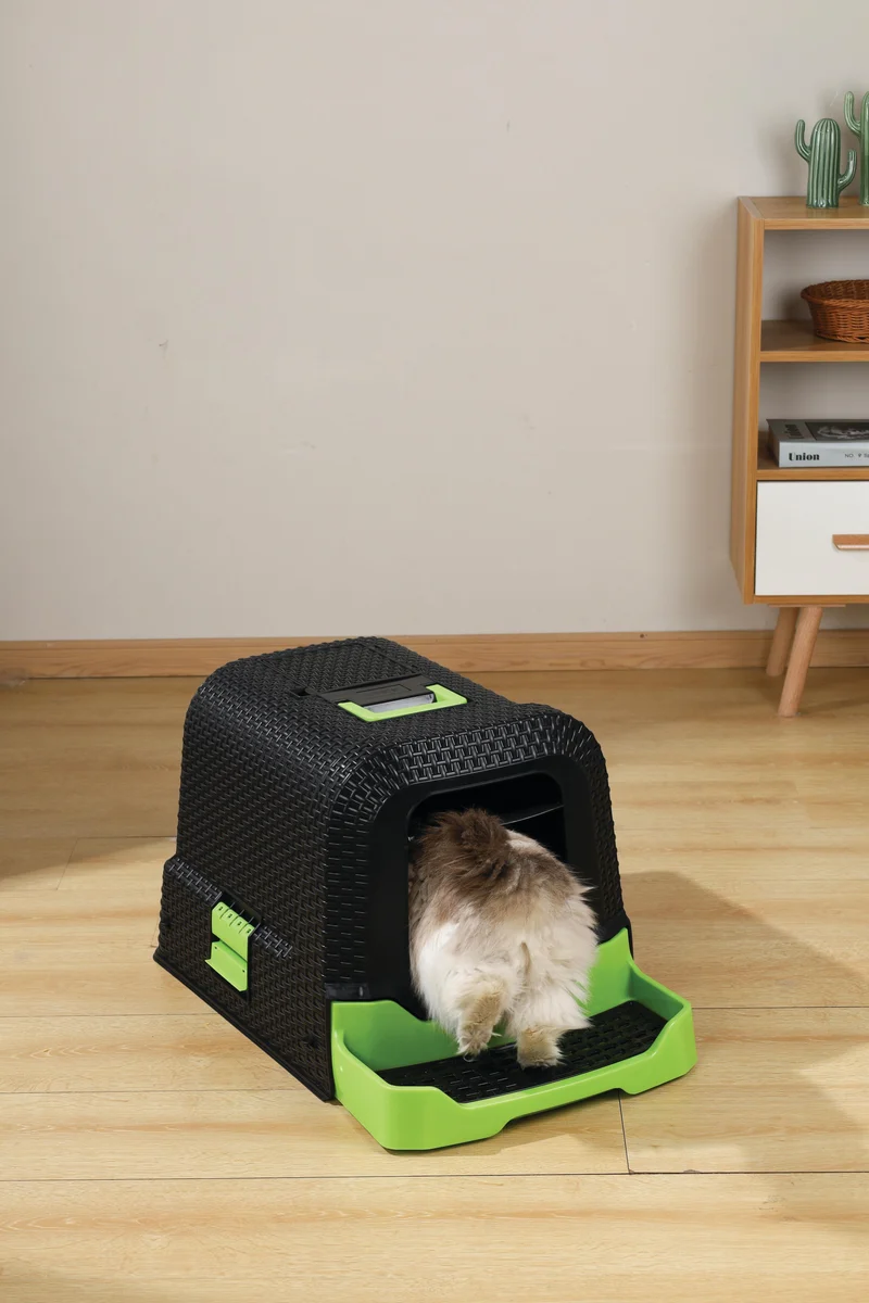 ECO RATTAN Cat Litter Box Black & Green