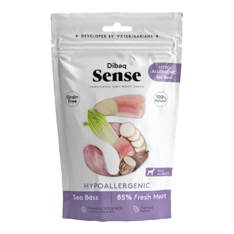 Dibaq Sense Snack Hipoalergénico — Snack Holístico Lubina Proteínas Alternativas para Perros