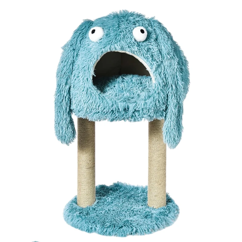 Rascador Monster Turquesa para Gatos — Diseño Divertido con Sisal
