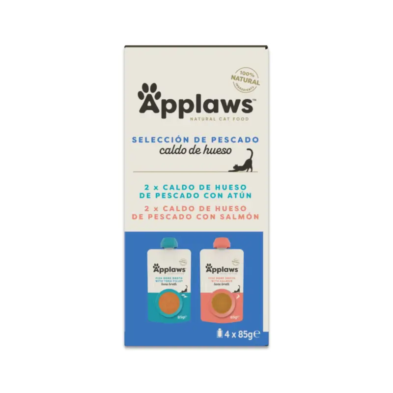 Applaws Cat Sobre Caldo Huesos De Pescado Multipack, 4x85 gr