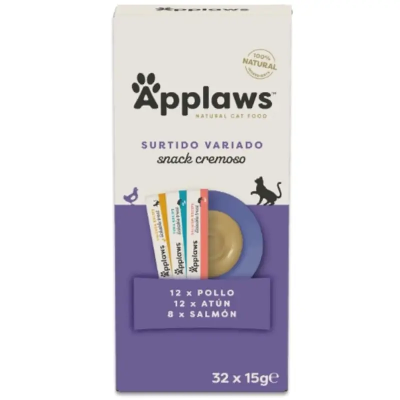 Applaws Cat Snack Lickable Surtido Variado, 4x8x15 gr