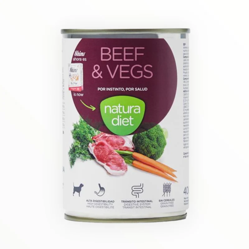 Natura Diet Comida Húmeda Ternera y Vegetales para Perros Adultos — Paté Sin Cereales