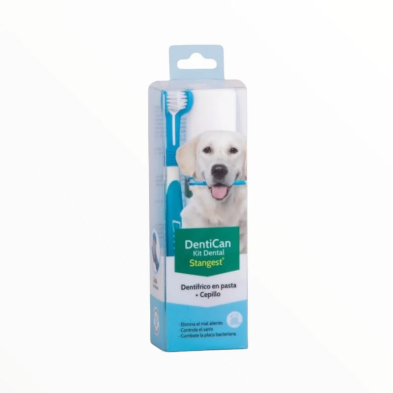Dentican Kit Cepillo Triple Cabezal y Pasta Dental para Perros y Gatos