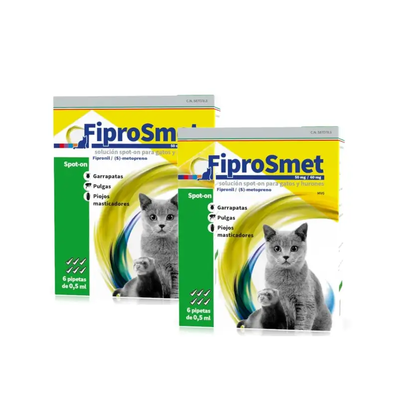 Fiprosmet Gatos y Hurones 6 pipetas 0,5 ml, pack 2