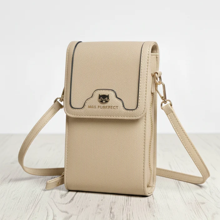 Bolso Mini Bandolera “Mrs. Purrfect” beige