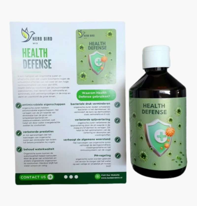 Health Defense 300 ml - Previene la coccidiosis (Antimanchas Negras ⚫️ 🌱) - Regula mejor el pH - Mezcla de hierbas para pájaros