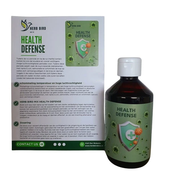 Health Defense 300 ml - Previene la coccidiosis (Antimanchas Negras ⚫️ 🌱) - Regula mejor el pH - Mezcla de hierbas para pájaros