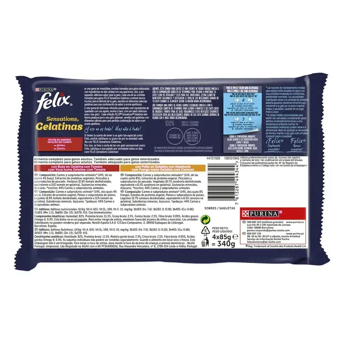 Purina Felix Sensations Festín De Sabores Sobres En Gelatina 4x85g