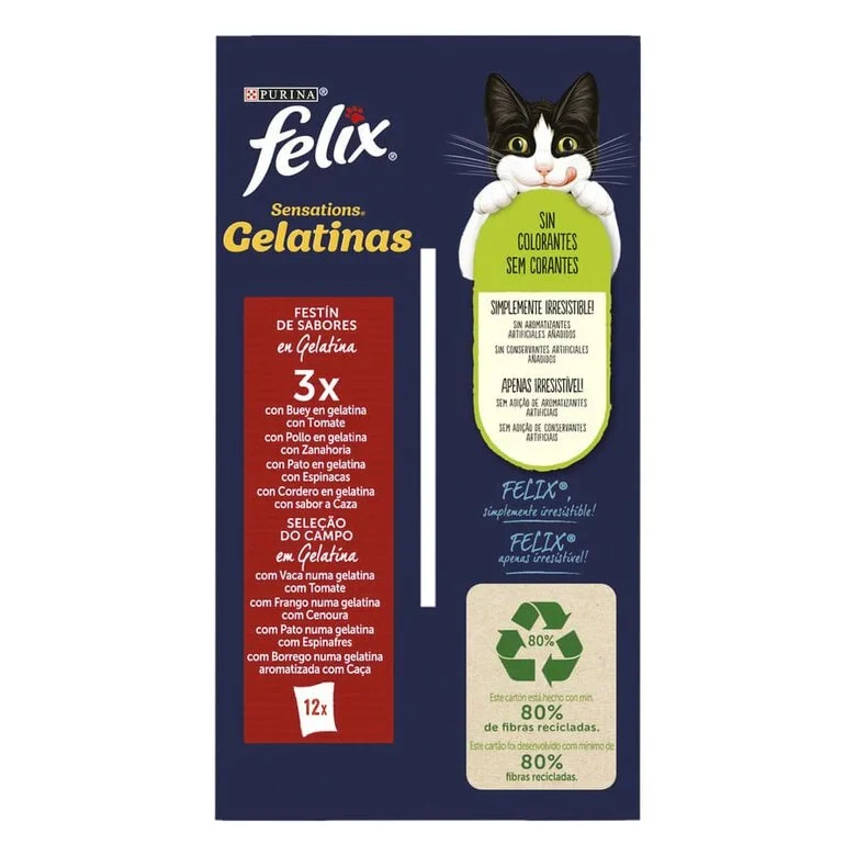 Purina Felix Sensations Festín De Sabores Sobres En Gelatina 4x85g