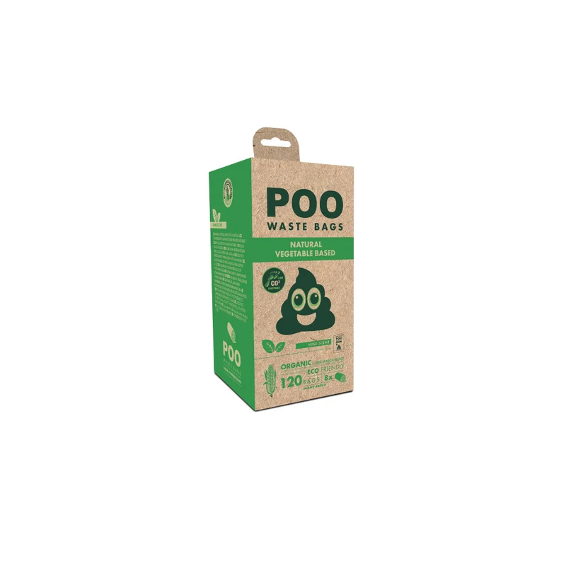 POO Dog Waste Bags - Vegetable Based - Mint Scented (120 bags)