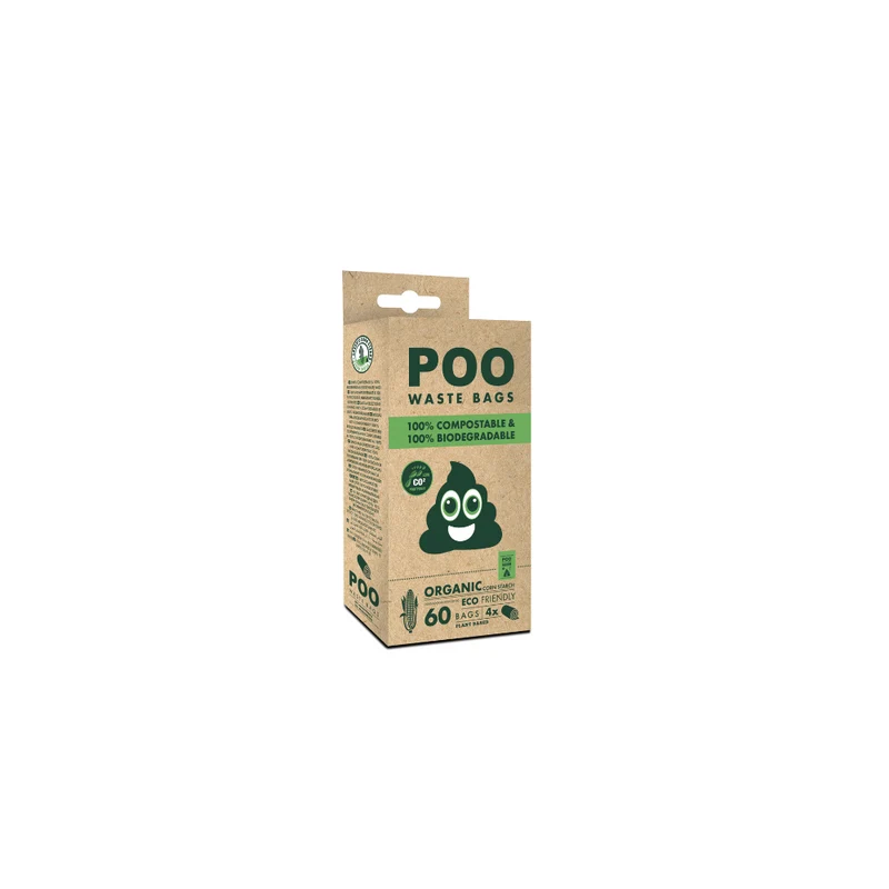 POO Dog Waste Bags - 100% Compostable & Biodegradable (60 bags)