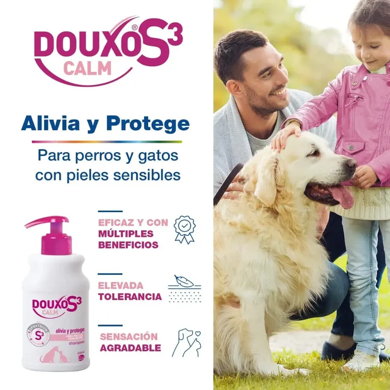 Champú Douxo S3 Calm 200 ml para Perros y Gatos con Dermatitis o Piel Sensible