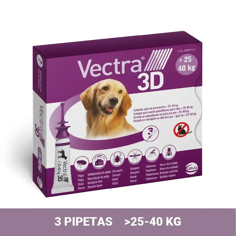 Vectra 3D Pipetas Antiparasitarias para Perros Pack 3 uds