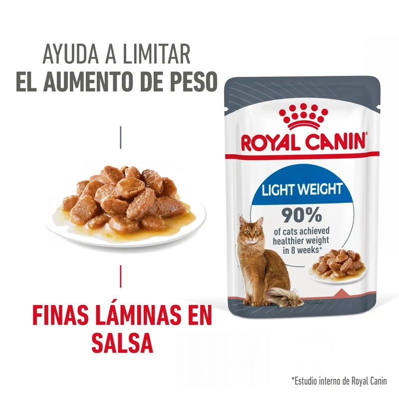 Royal Canin Light Weight Care Finas Láminas en Salsa 85 g Húmedo para Gatos