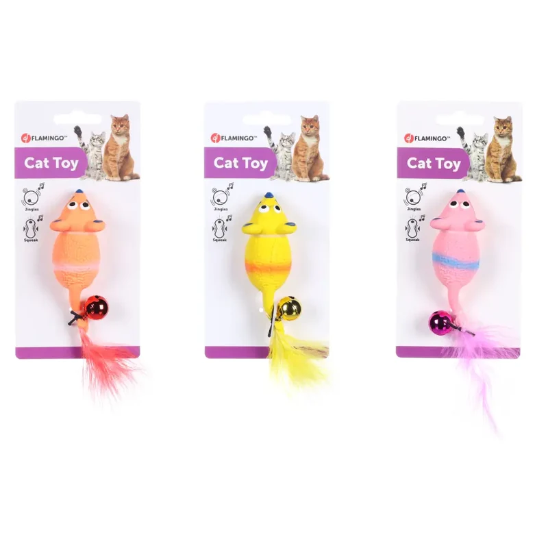 Flamingo Juguete Gato Raton Latex con Cascabel