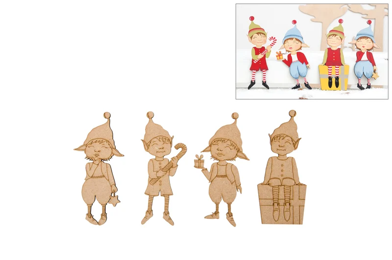 Set de 4 elfos 16X0.3cm