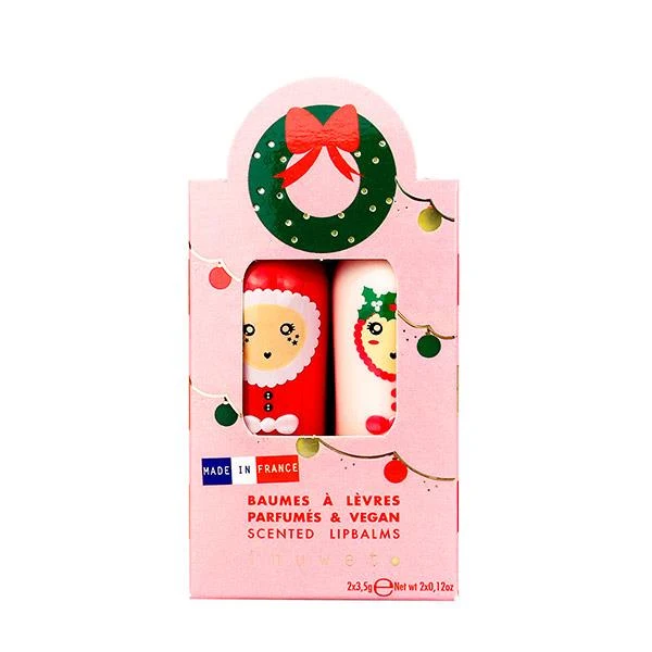 Set 2 Labiales Corona Navidad Mango y Caramelo Inuwet