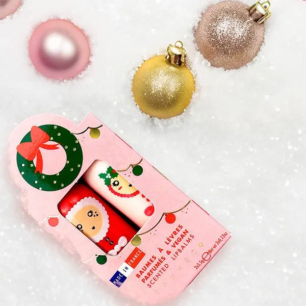 Set 2 Labiales Corona Navidad Mango y Caramelo Inuwet
