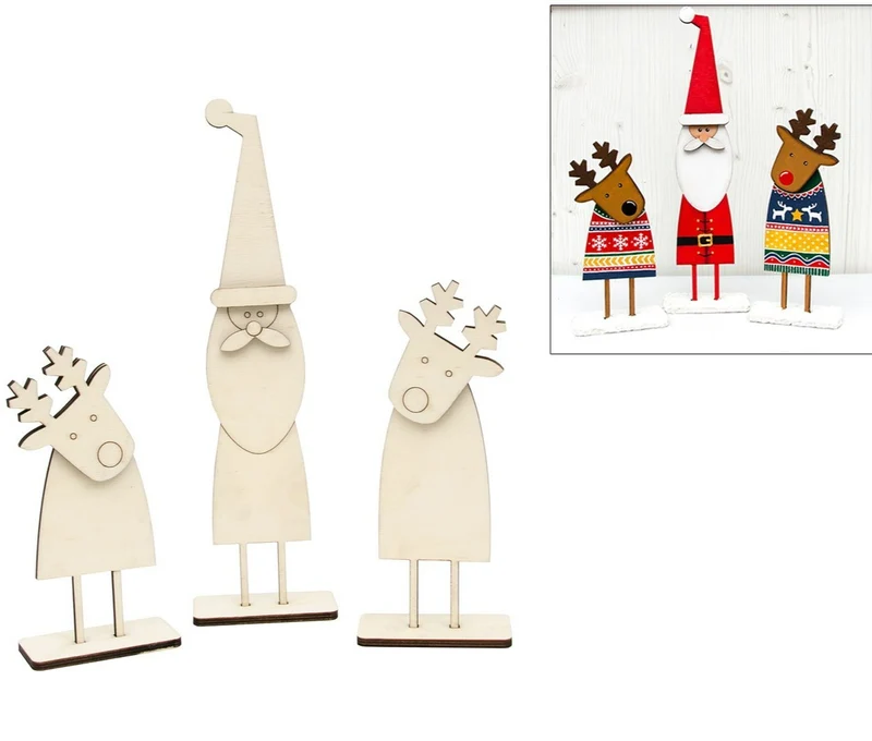 Renos y Papa Noel 36cm-24cm-20cm X 0.6cm