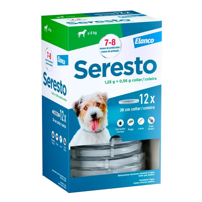 Seresto Collar Antiparasitario Perro Pequeño < 8Kg Envase Clínico, 12 collares