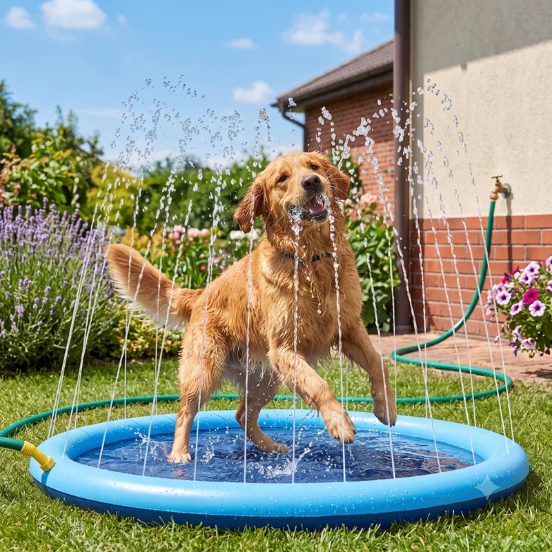 Piscina para Perros Splash Inflable con Chorros Wouapy 150 cm