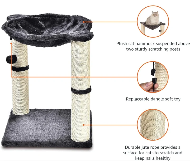 Regalia Cat Climbing Tree Hammock Bed & Scratching Post 40x40x50cm