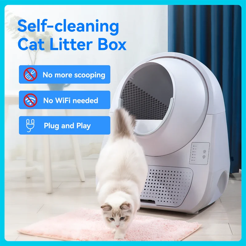 Catlink Scooper Young Pro X AI Self Cleaning With Odour Removal Cat Litter Box 13L 63x62x74cm - Light Grey