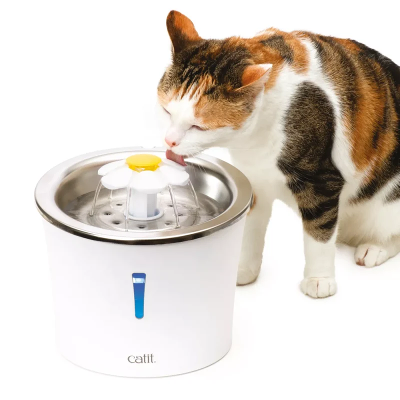 Catit Stainless Steel Flower Cat Drinking Fountain 3L With LED Nightlight 21x21x18.5cm