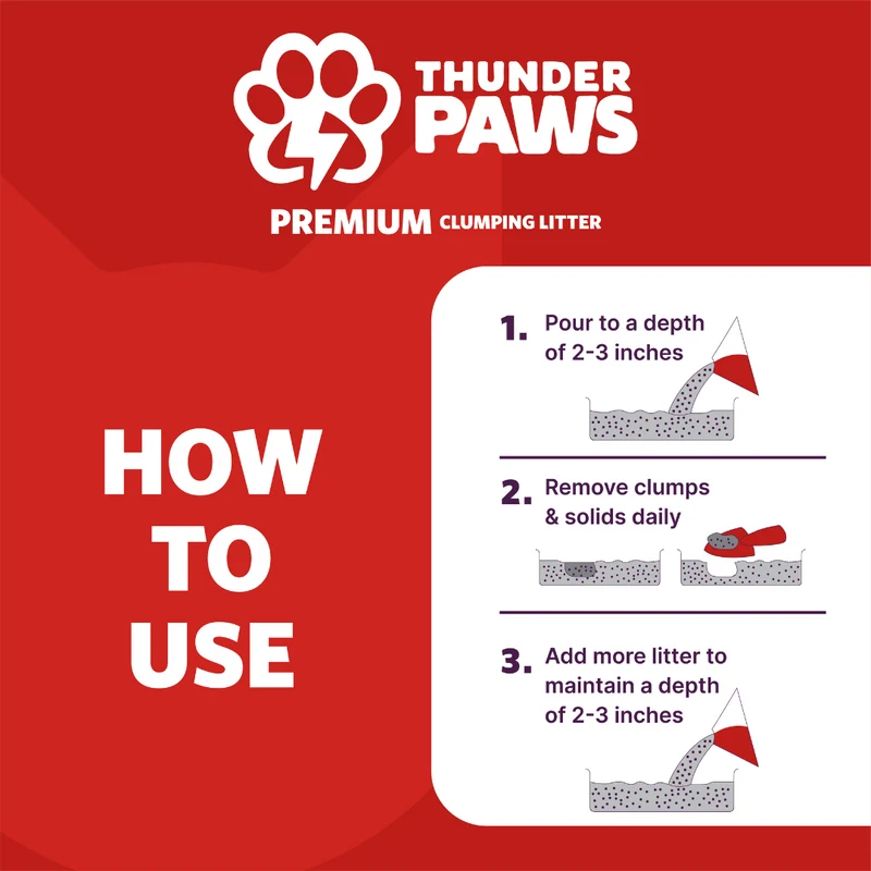 Thunder Paws Premium Hard Clumping Clay Baby Powder Scent Cat Litter 10L - Pack of 3