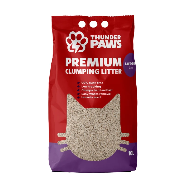 Thunder Paws Premium Hard Clumping Clay Lavender Scent Cat Litter 10L - Pack of 3